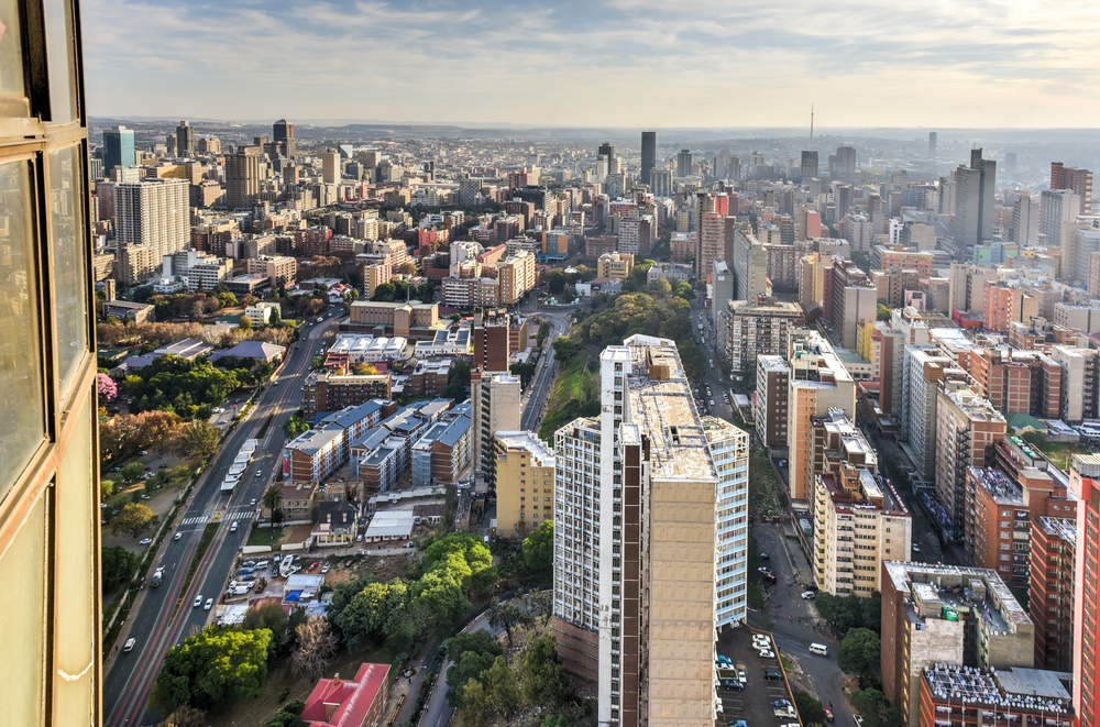 Johannesburg, South Africa - May 25, 2015: View from Ponte Tower unto the skyline of Johannesburg.